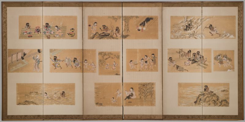 蝦夷国風図絵全図 （屏風装）　修理前