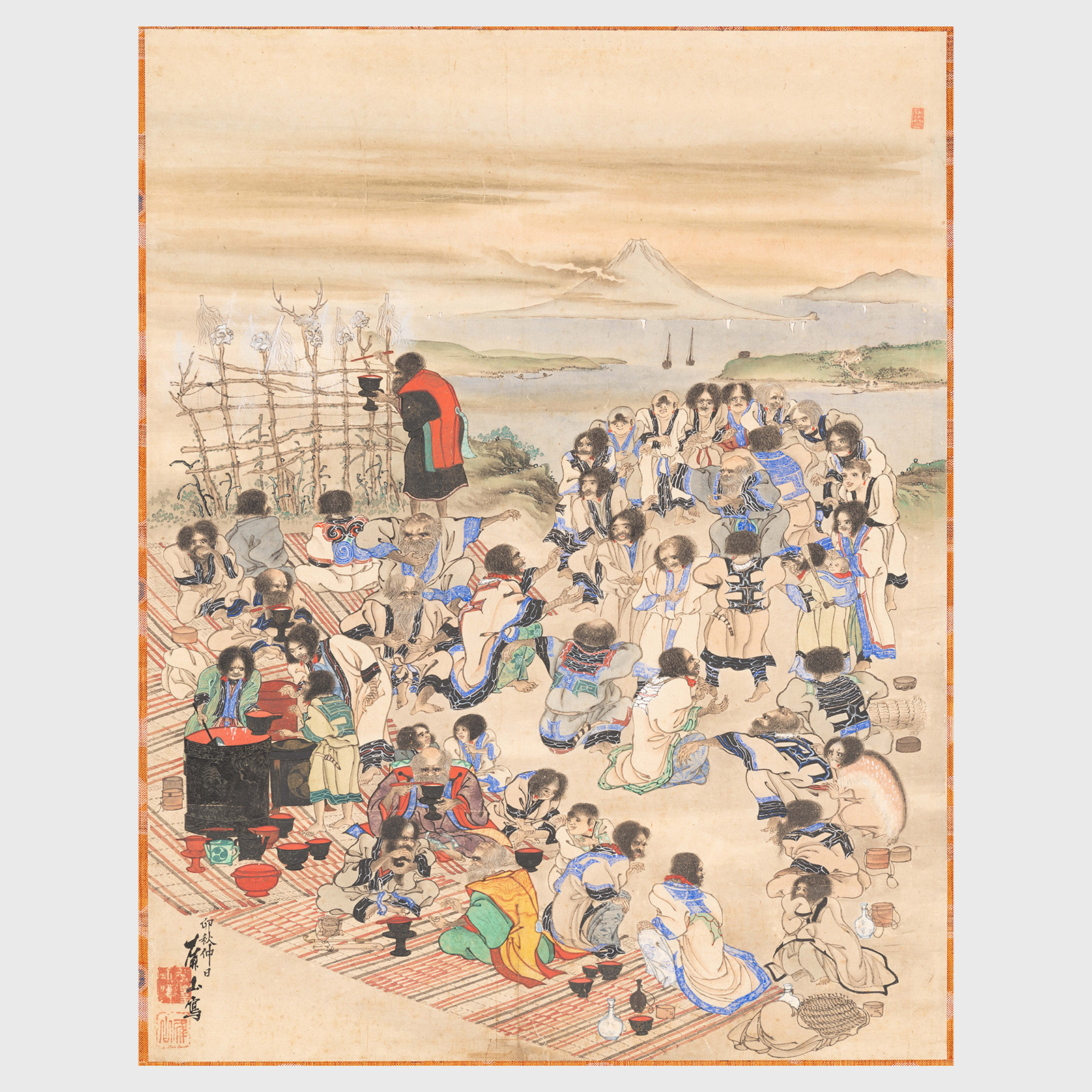 アイヌが酒宴を行っている絵